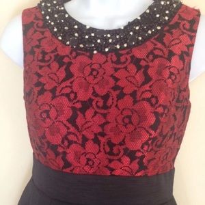 Eliza J Red and Black Cocktail Dress - Size 2P