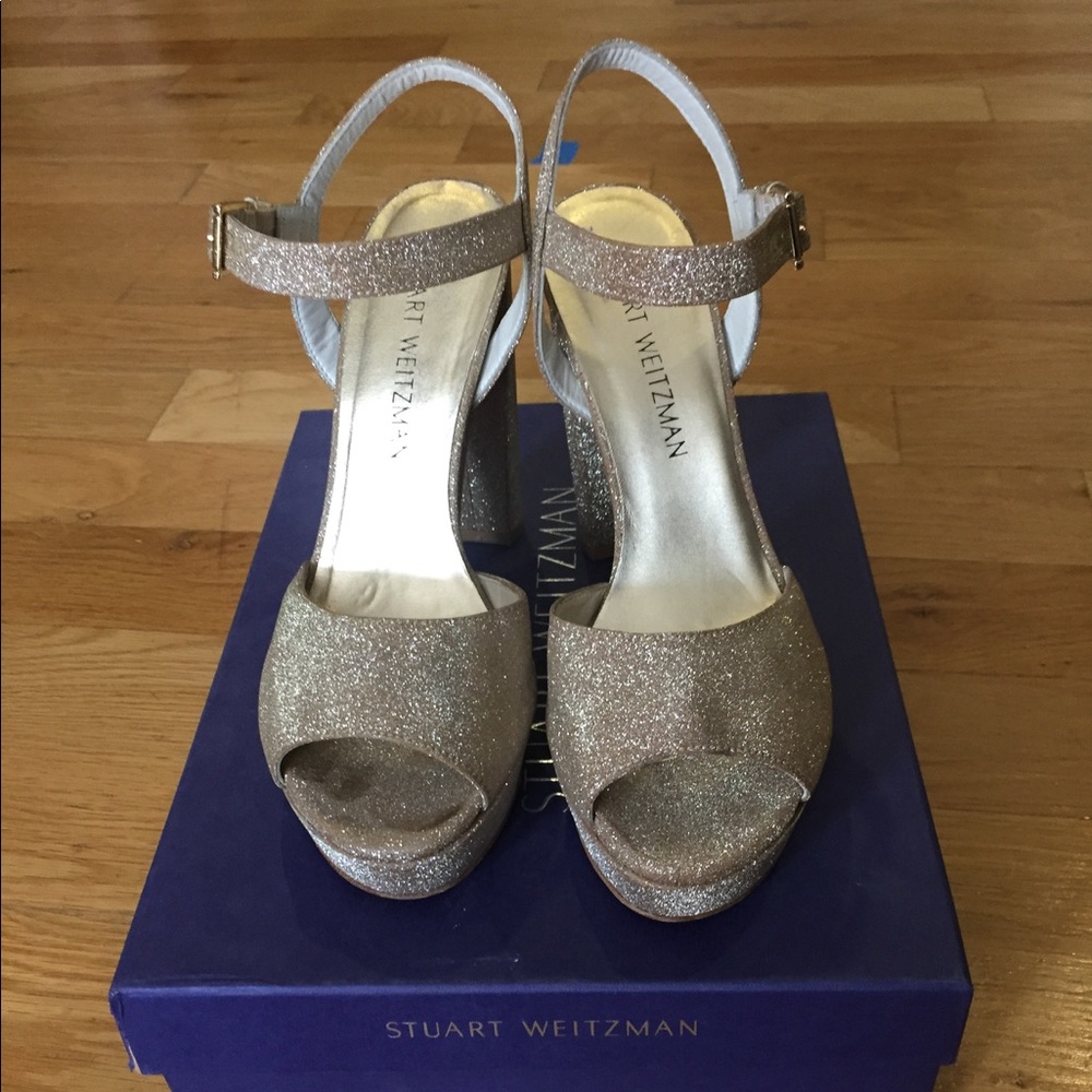 Stuart weitzman gold platform shoes- Sashay