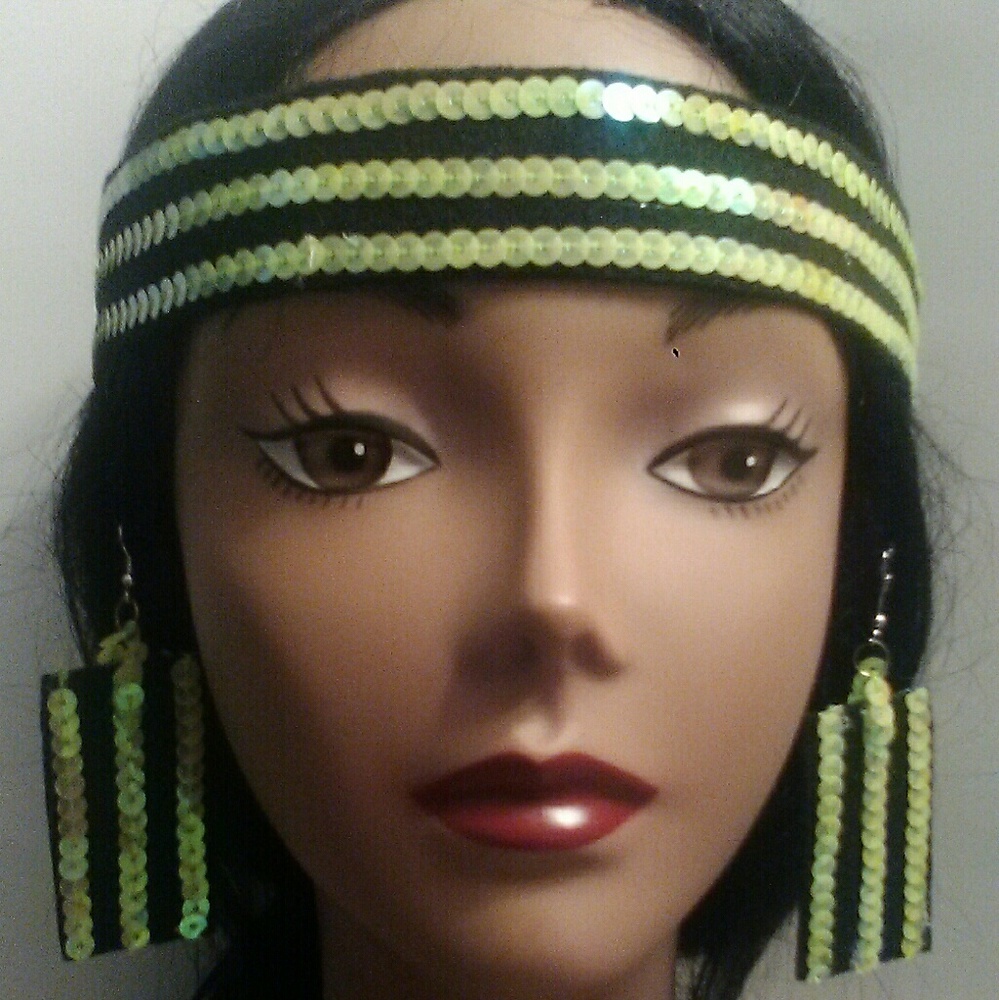 Lime green head turners head band and earring set