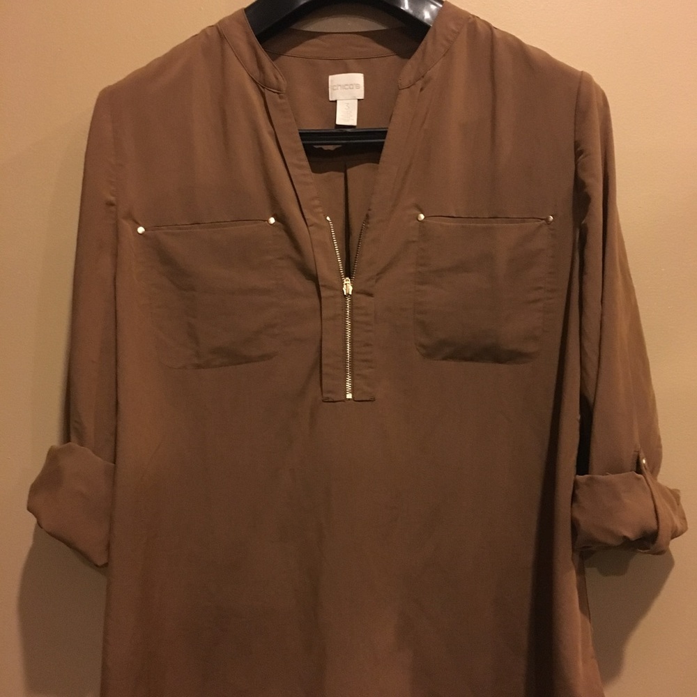 Chicos utility stretch shirt size 3