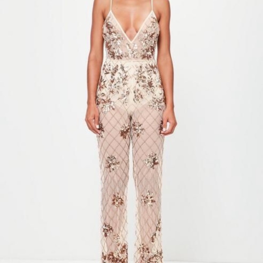 MISSGUIDED PEACE + LOVE EMBELLISHED JUMPSUIT
