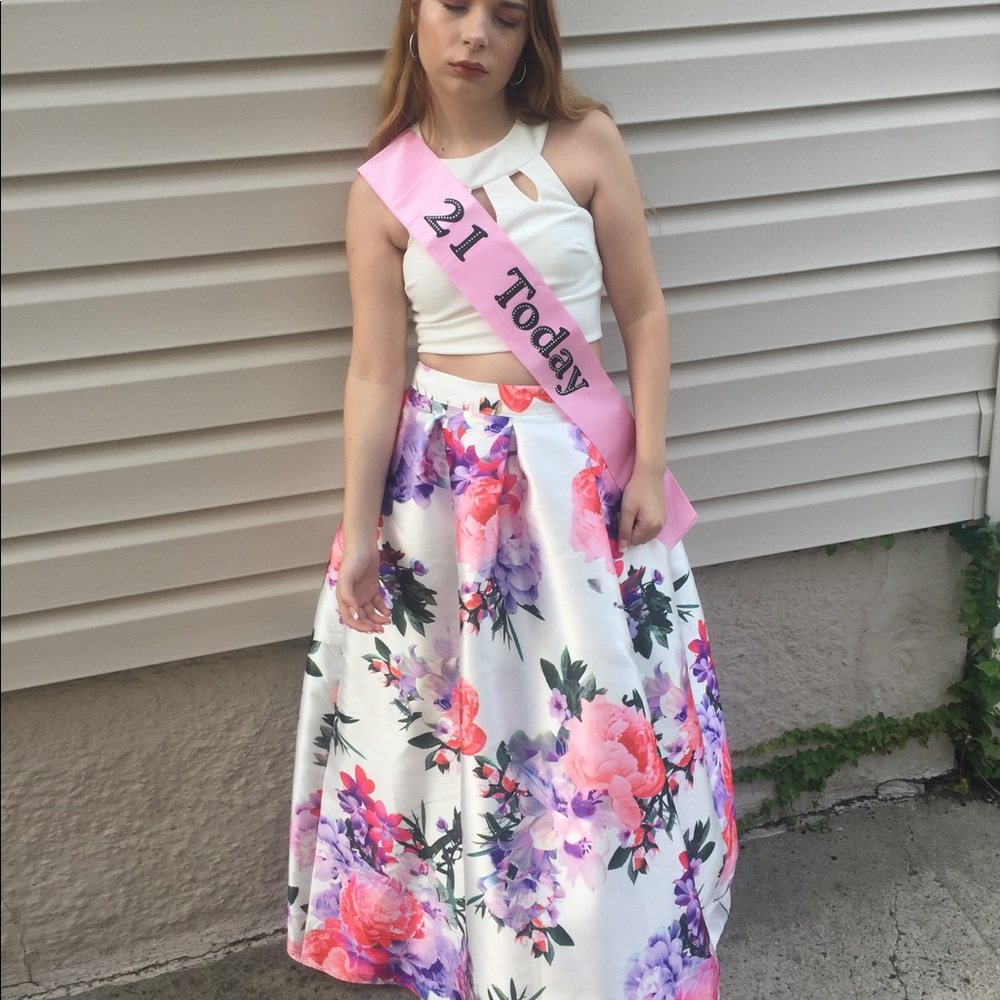 Floral Two Piece Prom Dress