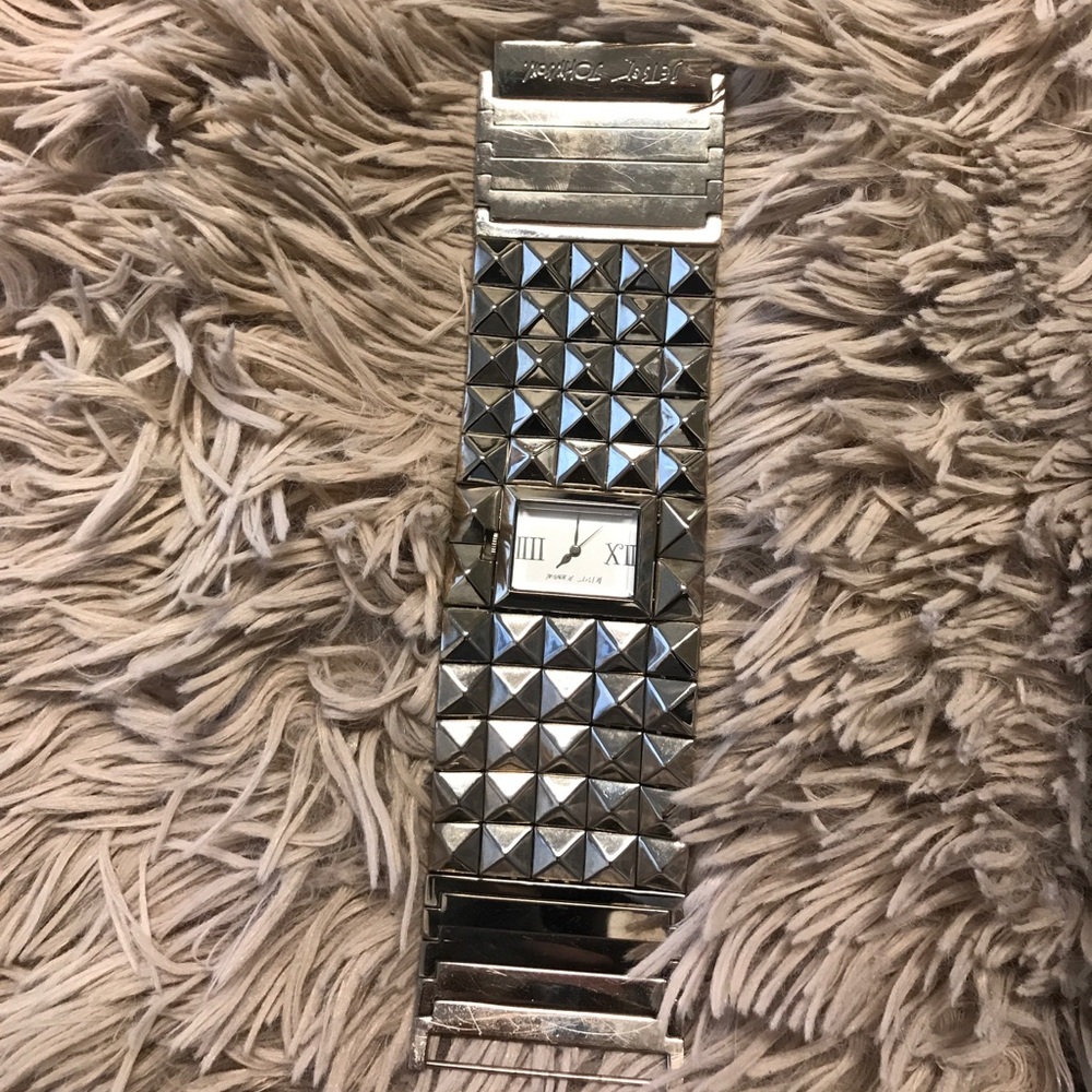 Betsy Johnson silver stud bracelet watch