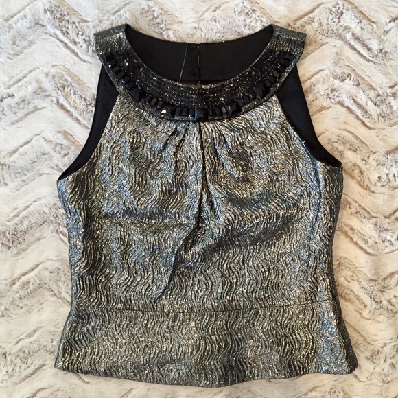 🔥LAST CHANCE DRESSY TOP METALLIC SILVER BLACK