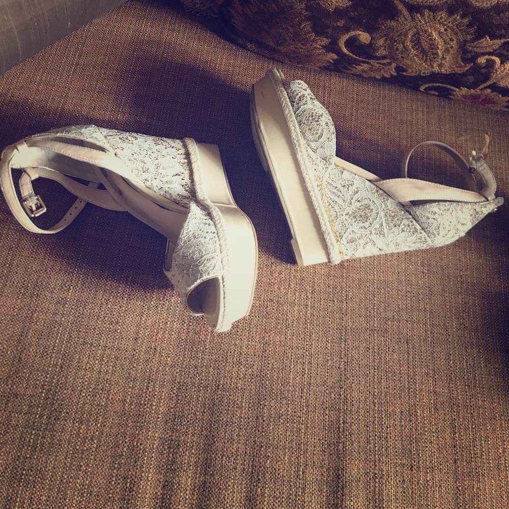 Guess lace wedge sandals