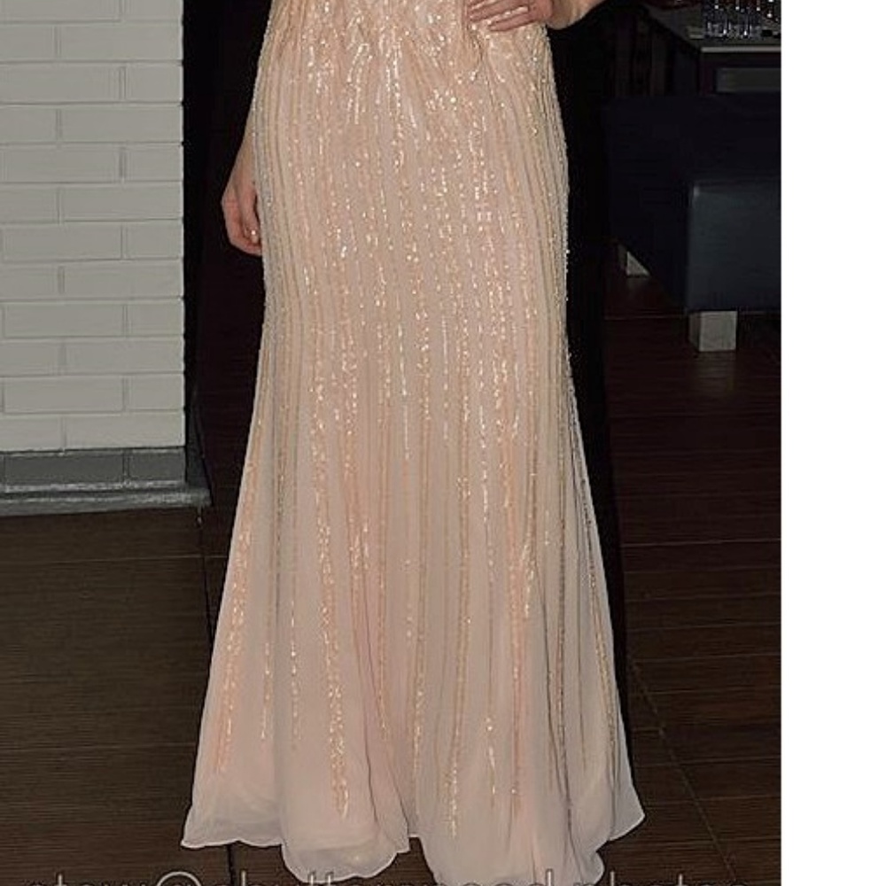 NEW Gown Party Prom Long Evening Dress Beige - Picture 3 of 7