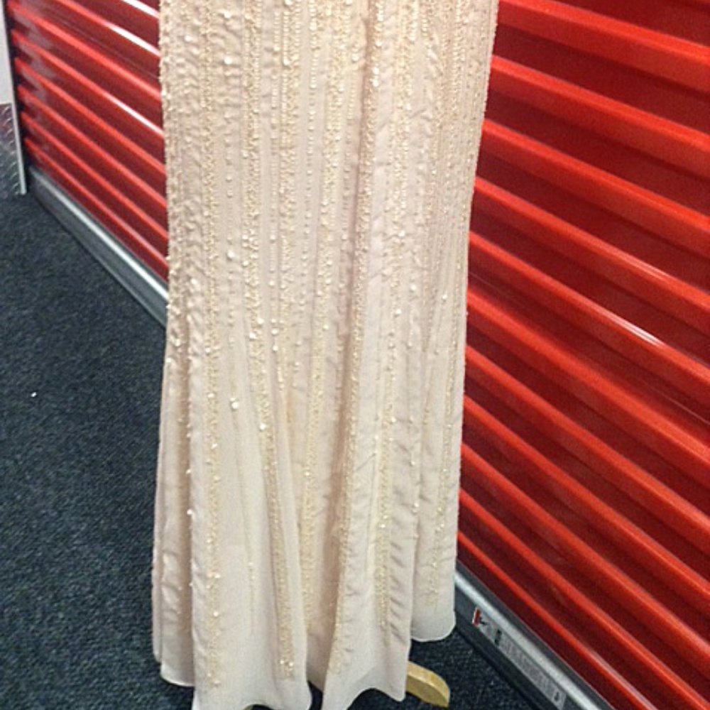 NEW Gown Party Prom Long Evening Dress Beige - Picture 6 of 7