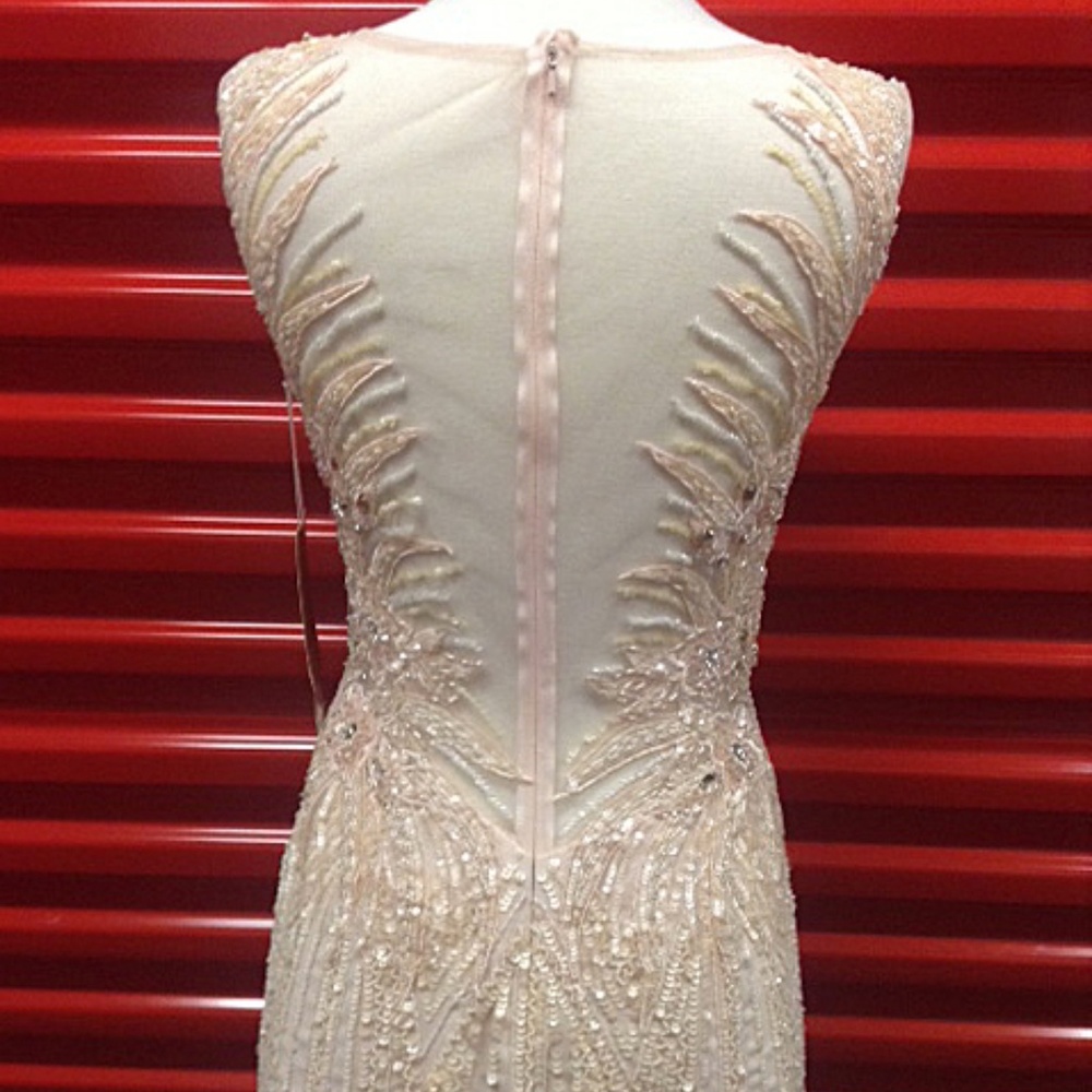 NEW Gown Party Prom Long Evening Dress Beige - Picture 4 of 7