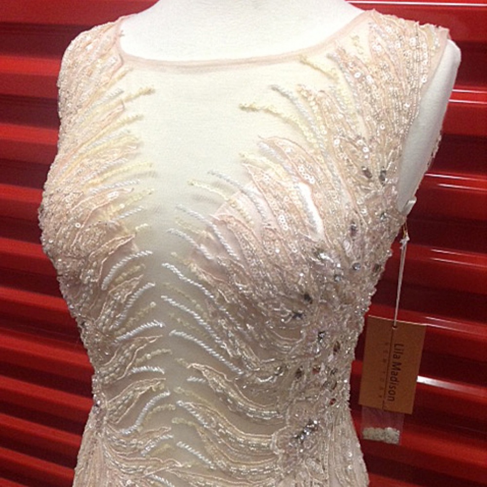 NEW Gown Party Prom Long Evening Dress Beige