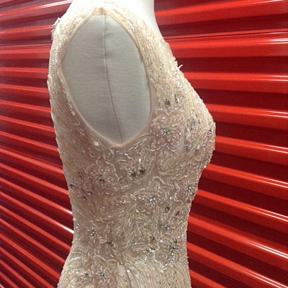 NEW Gown Party Prom Long Evening Dress Beige - Picture 7 of 7