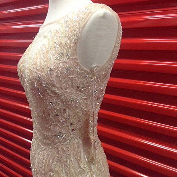 NEW Gown Party Prom Long Evening Dress Beige - Picture 5 of 7