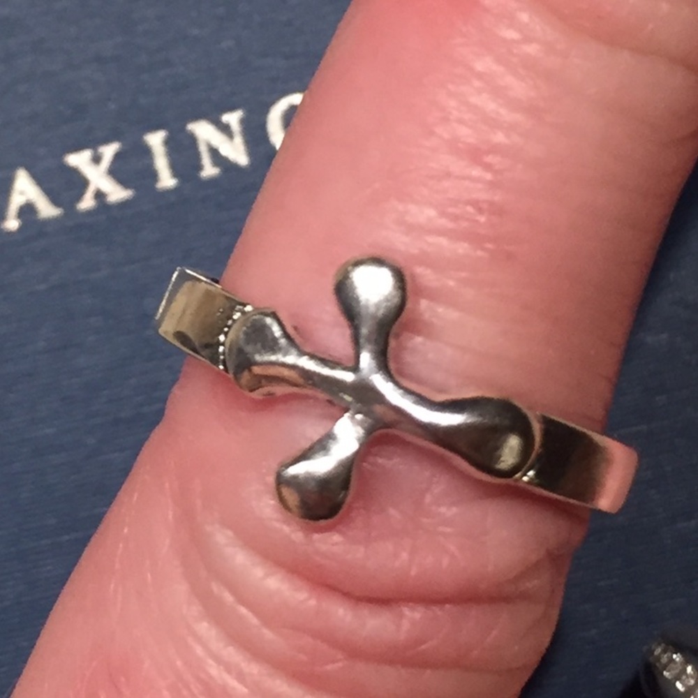 Waxing poetic adjustable size cross ring