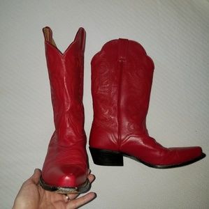 Red Leather Cowboy Boots