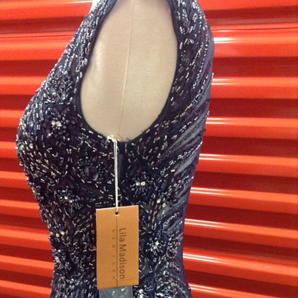 NEW Gown Party Prom Long Evening Dress Navy - Picture 3 of 7