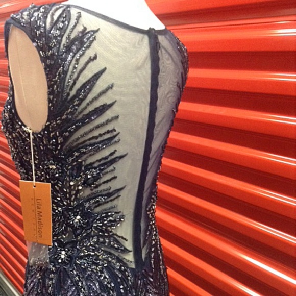 NEW Gown Party Prom Long Evening Dress Navy - Picture 7 of 7