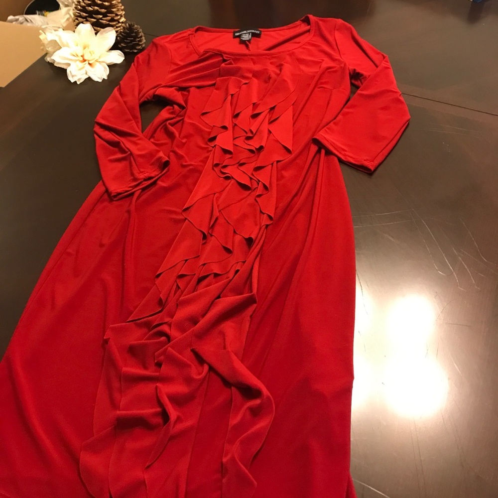 Red dress with ruffle detail