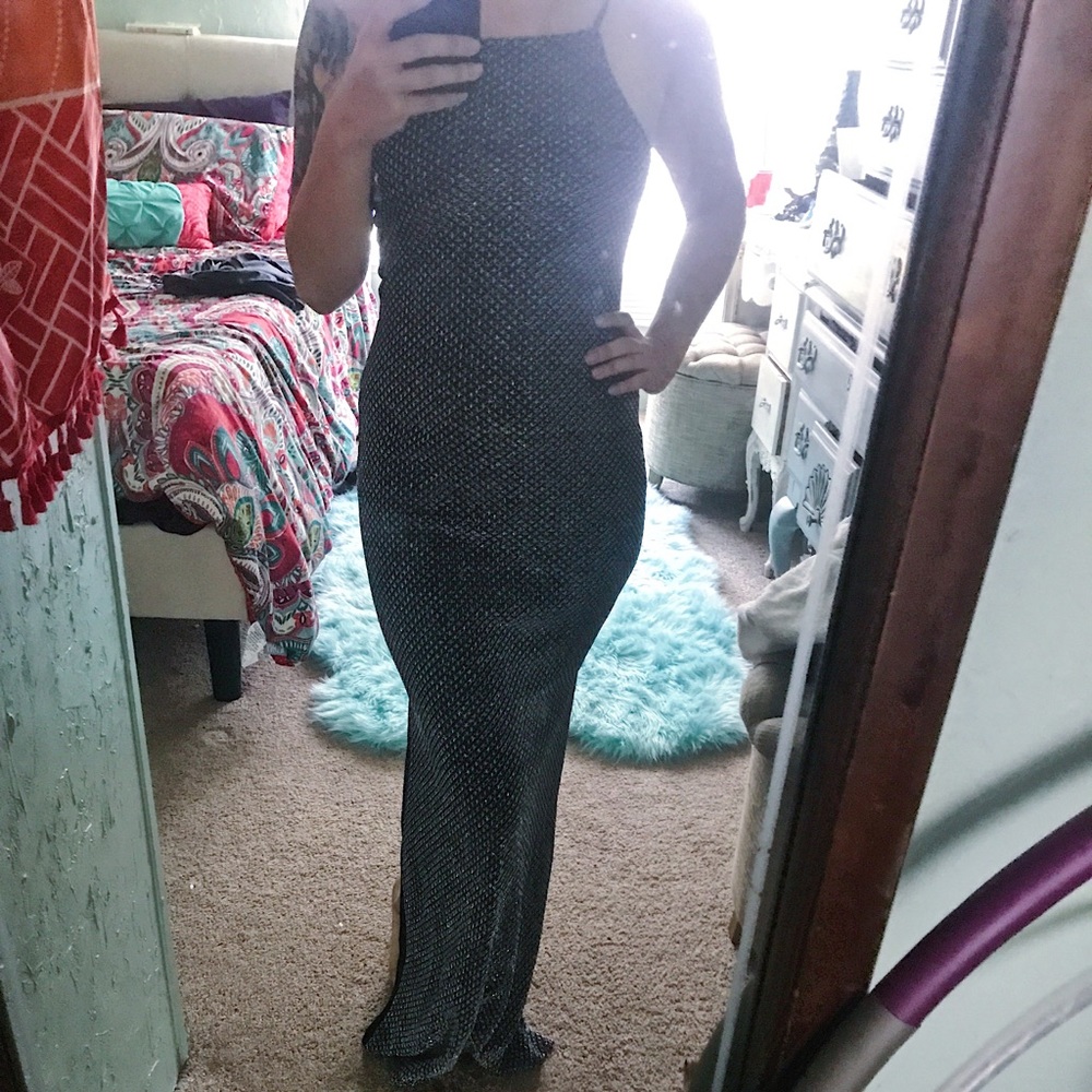 Black and silver dress.