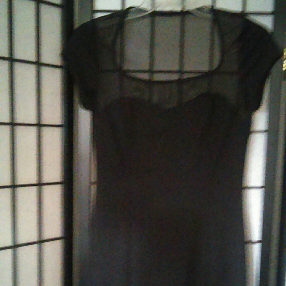 EUC Emage Black Dress Sheer shoulders and back Size Medium