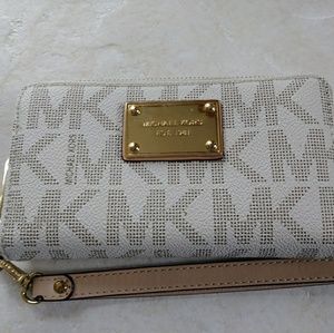 Michael Kors Vanilla and Gold Wristlet