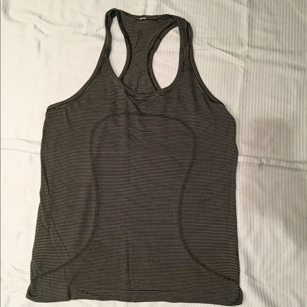 lululemon swiftly black and white striped tank