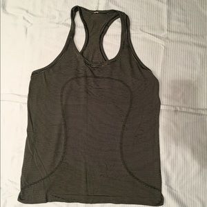 lululemon swiftly black and white striped tank