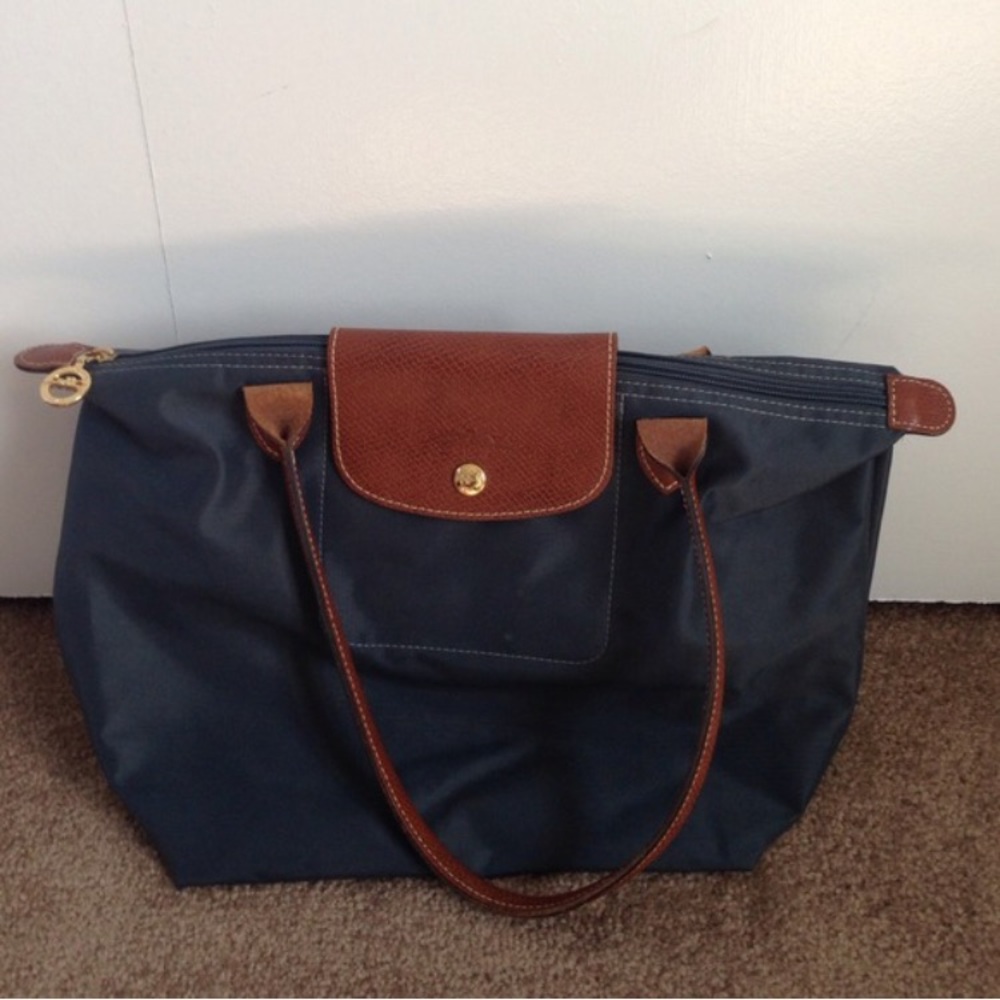 Navy/teal longchamp handbag