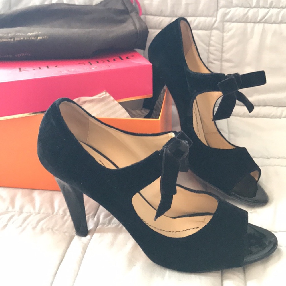 Kate Spade velvet peep toe Mary Jane pumps