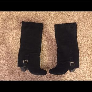 Black suede boots by Naughty Monkey