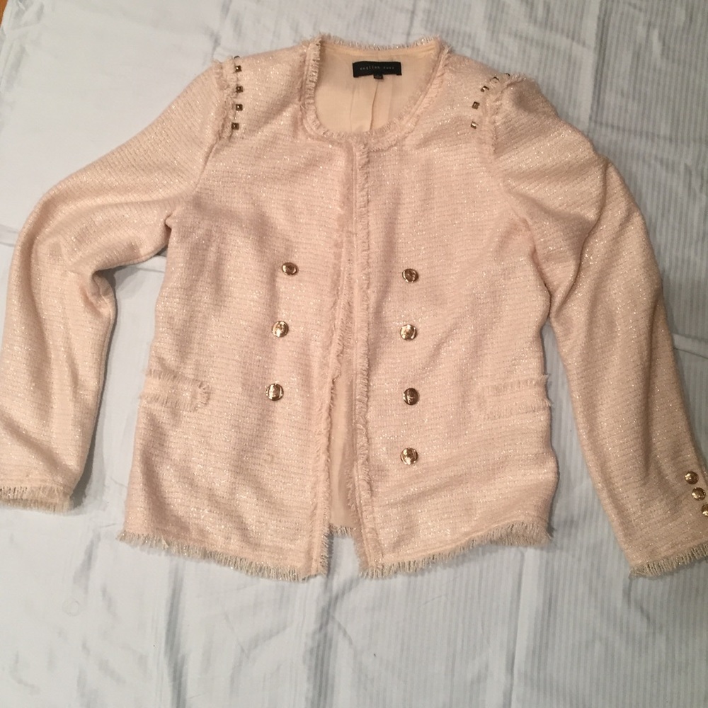 English Rose pink jacket with gold buttons