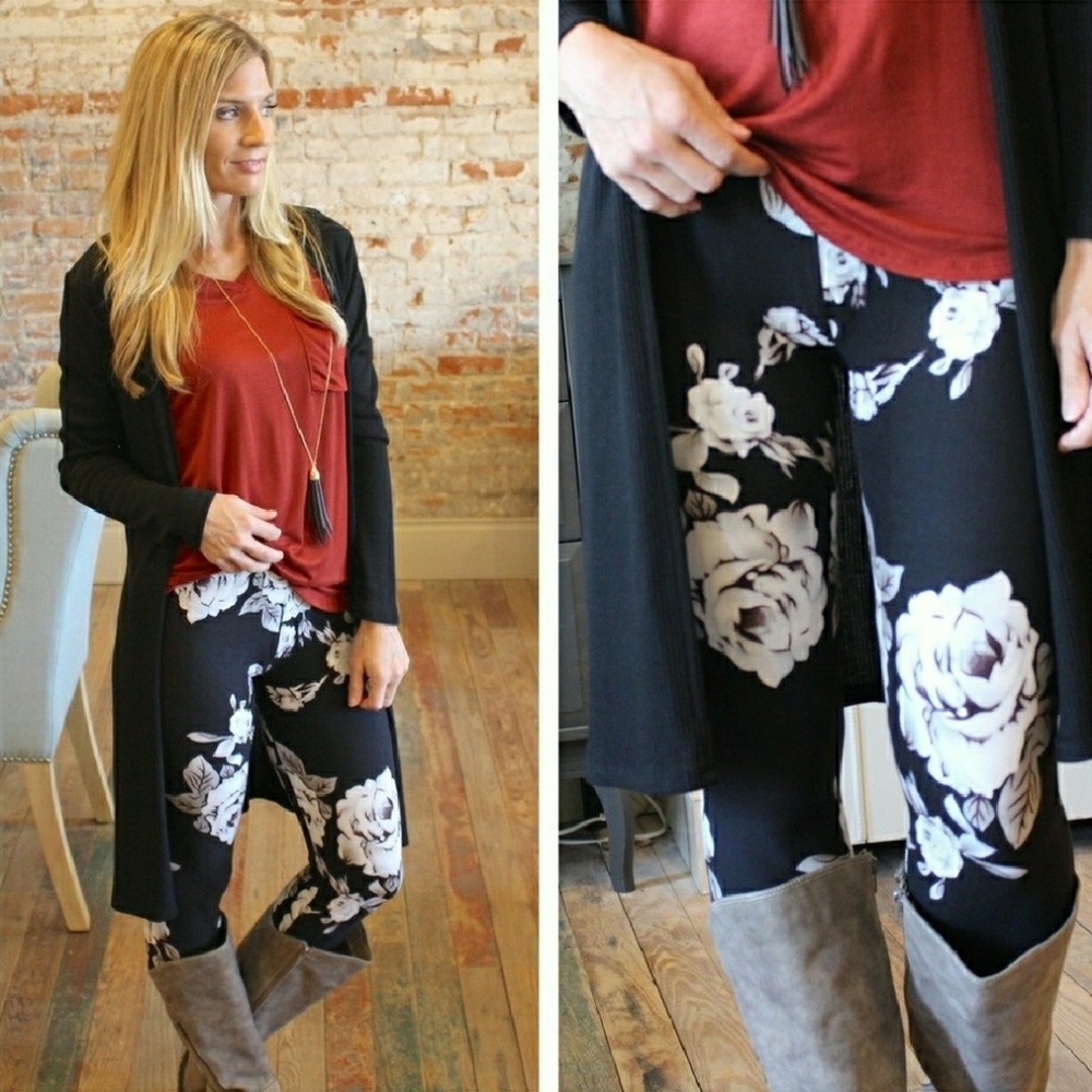 🔘CLEARANCE🔘 Black▪Large▪Floral▪Print - Picture 3 of 5