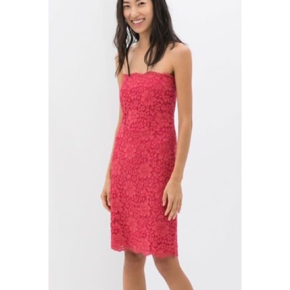 Zara strapless pink lace dress