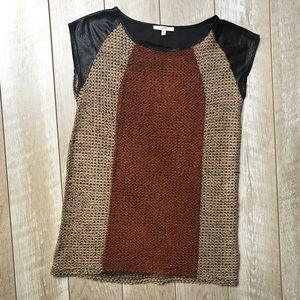 Mystree top, crochet and leather, never worn, s