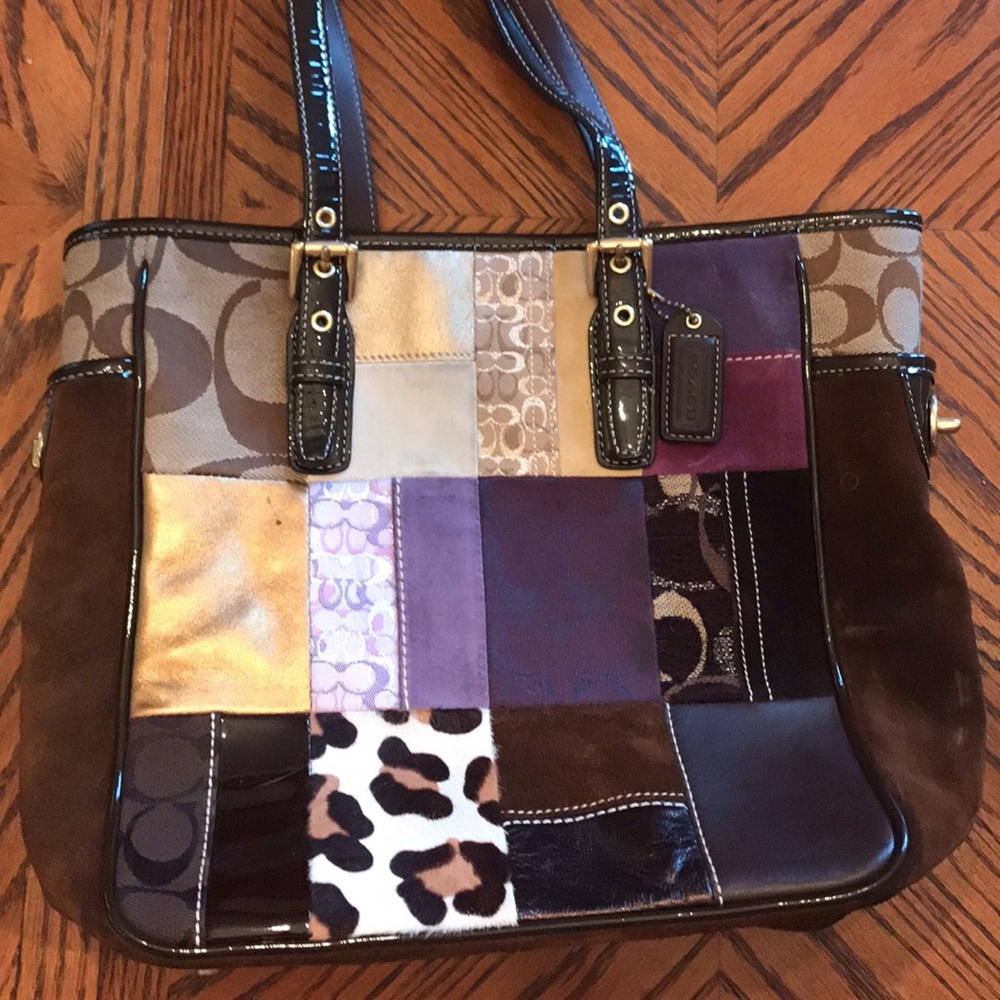 Authentic multi pattern patch coach purse