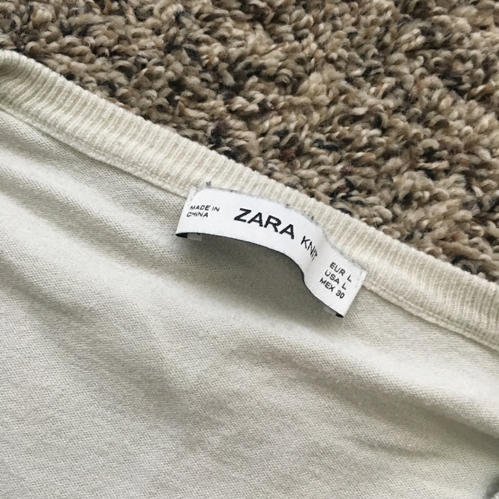 Cream Zara Ruffle Sweater Large - Picture 2 of 4