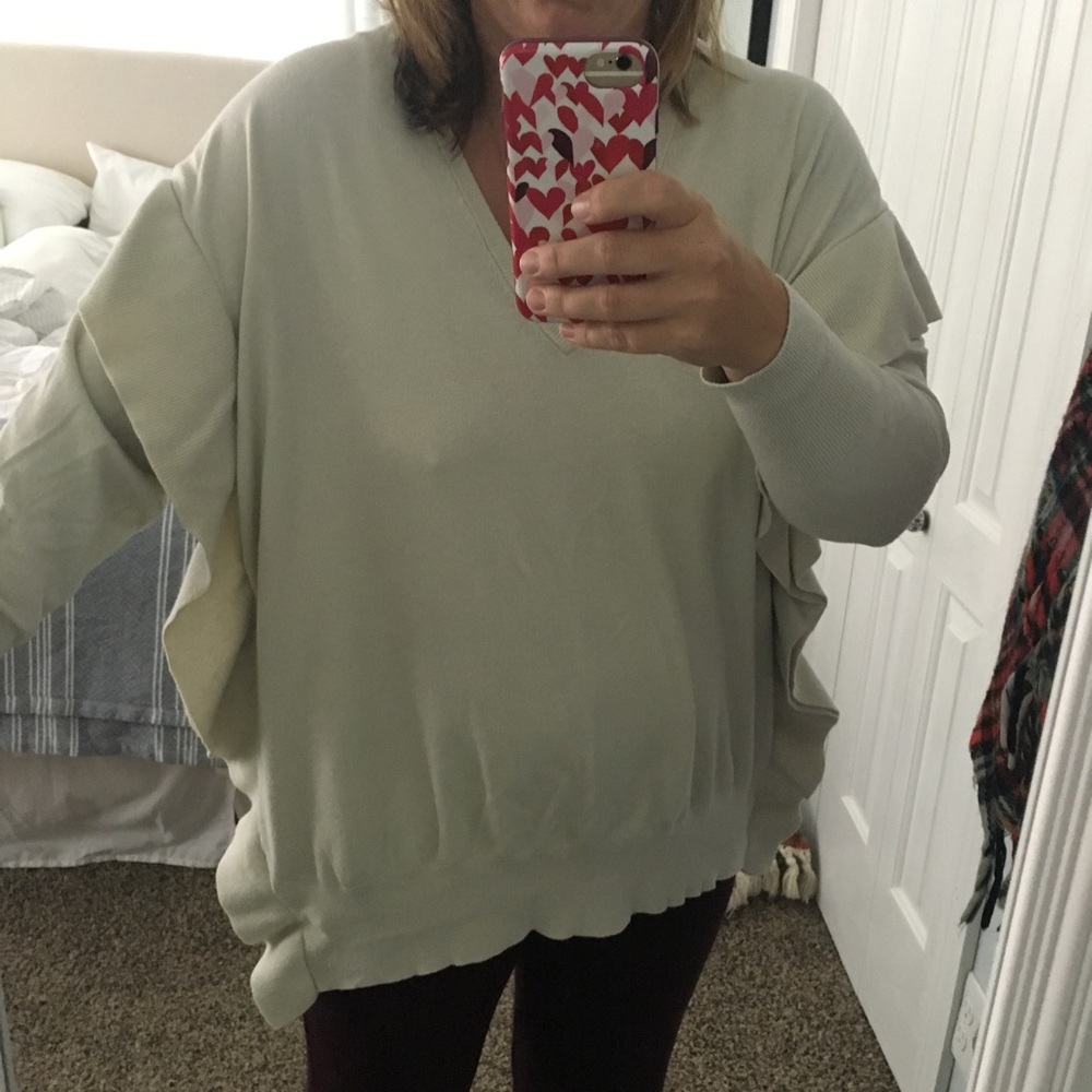 Cream Zara Ruffle Sweater Large - Picture 4 of 4