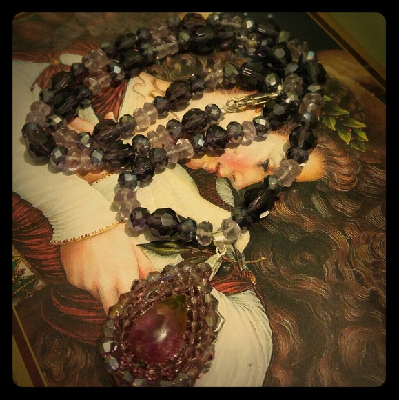 #0073 Amethyst and Watermelon Tourmaline Necklace - Picture 2 of 3