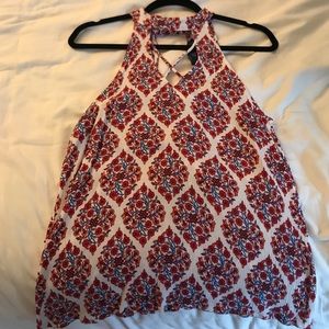 Adorable patterned tank with open back