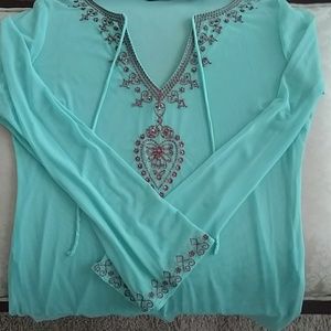 Women's sheer embossed shirt