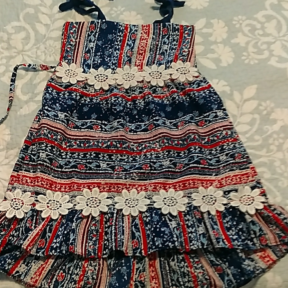 Beautiful little girls red white and blue dress