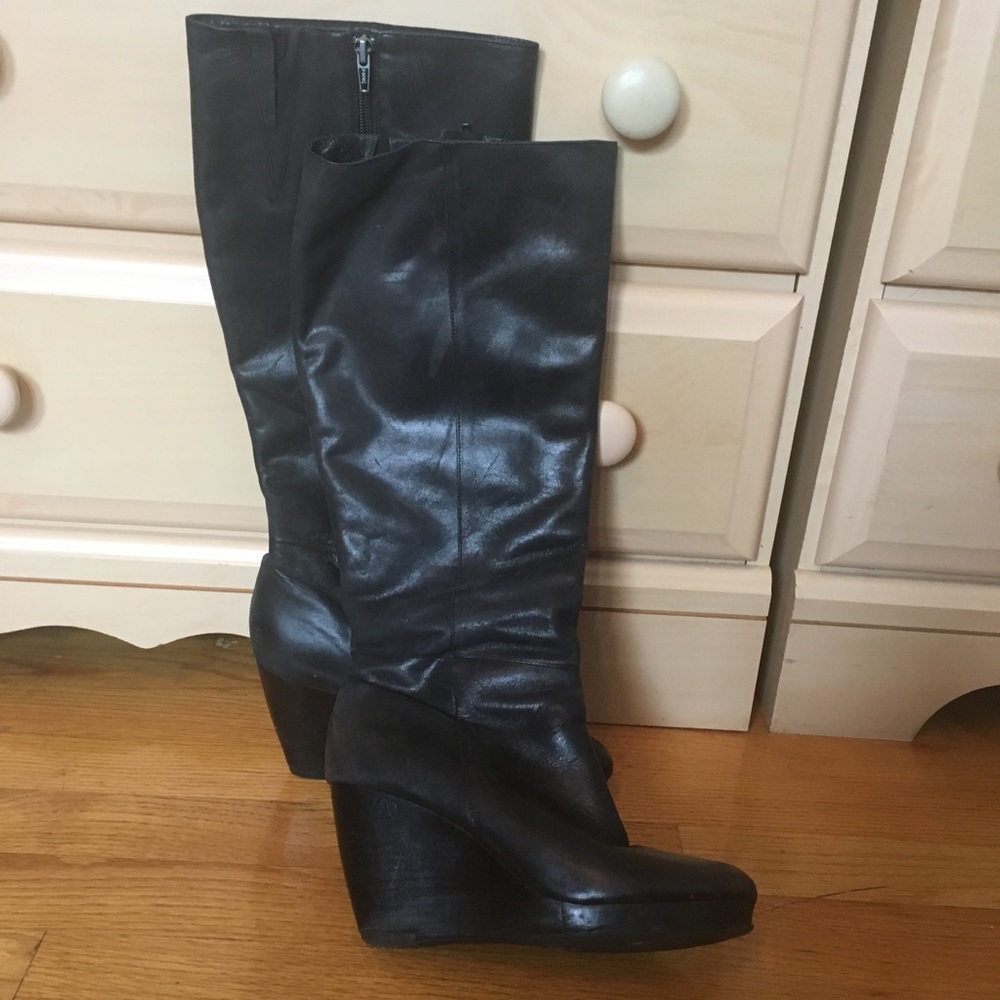 Black leather boots