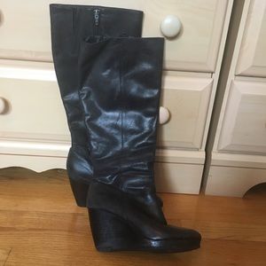 Black leather boots