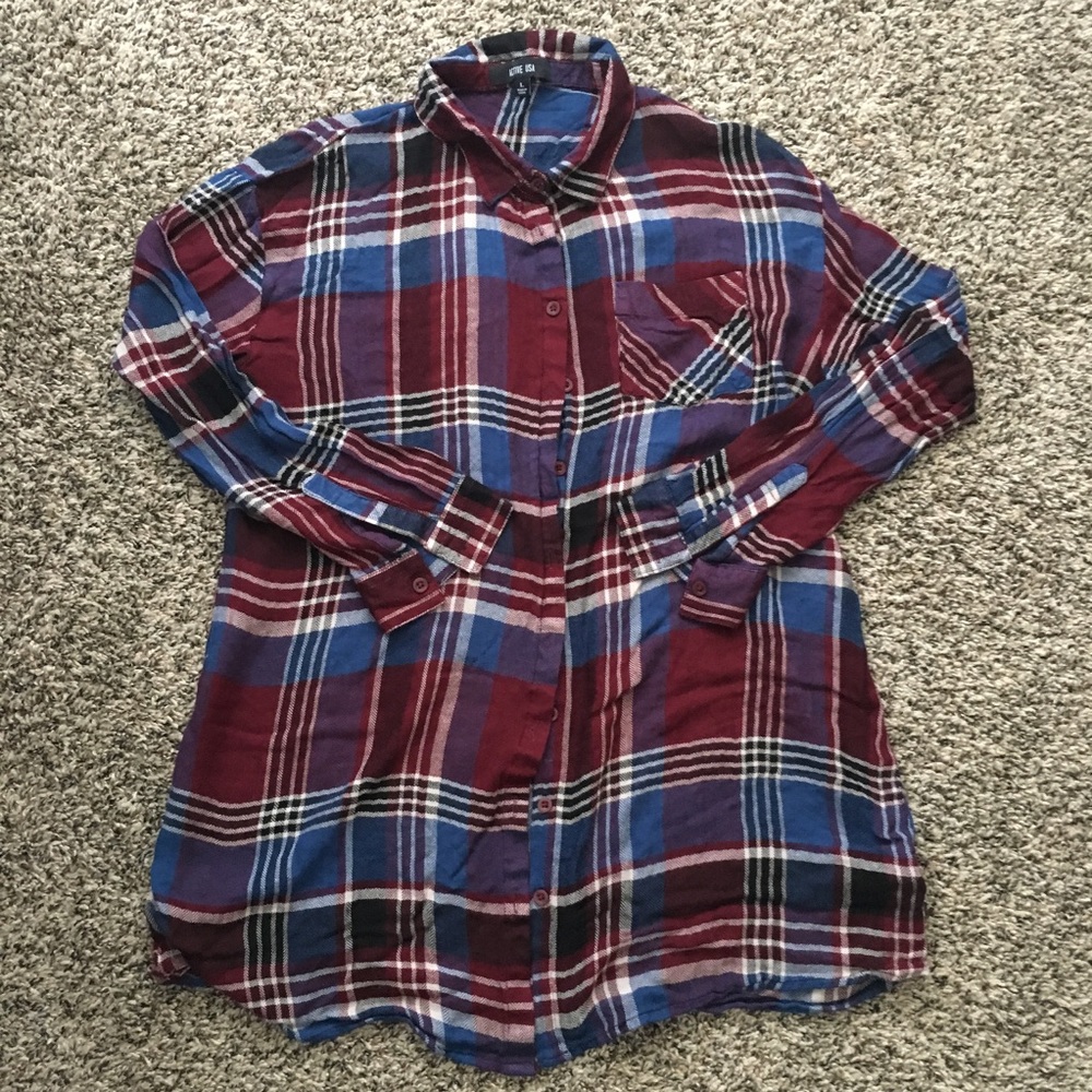 Long Boutique Plaid Shirt