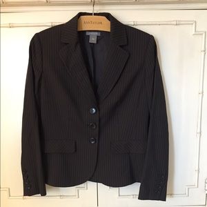 Ann Taylor Brown Pinstripe Wool Suit Jacket in 6P