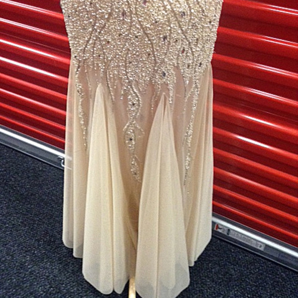 NEW Gown Party Prom Long Evening Dress Beige Ivor - Picture 3 of 7