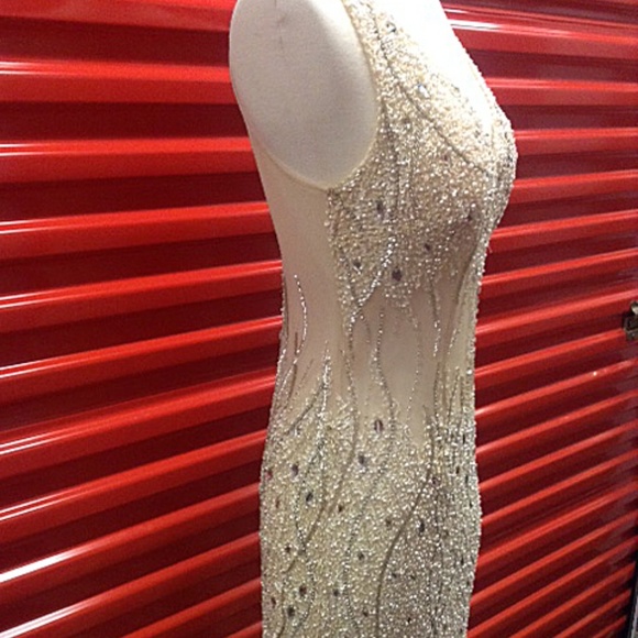 NEW Gown Party Prom Long Evening Dress Beige Ivor - Picture 5 of 7