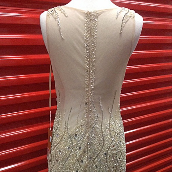 NEW Gown Party Prom Long Evening Dress Beige Ivor - Picture 4 of 7