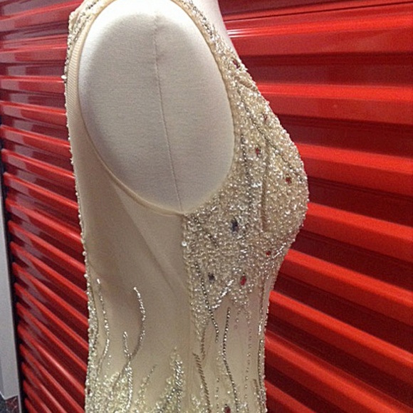 NEW Gown Party Prom Long Evening Dress Beige Ivor - Picture 6 of 7