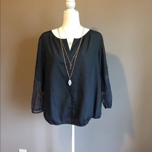 Navy and white polka dots