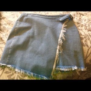 ASOS - Denim mini wrap skirt in washed out denim ASOS - Denim mini wrap skirt in washed out denim