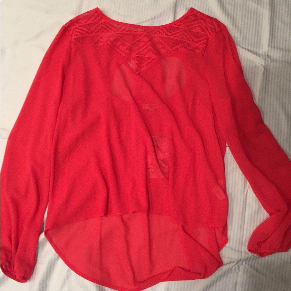 NWT Lily White red blouse with lace detailing